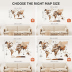 3D Wooden World Map Multicolor