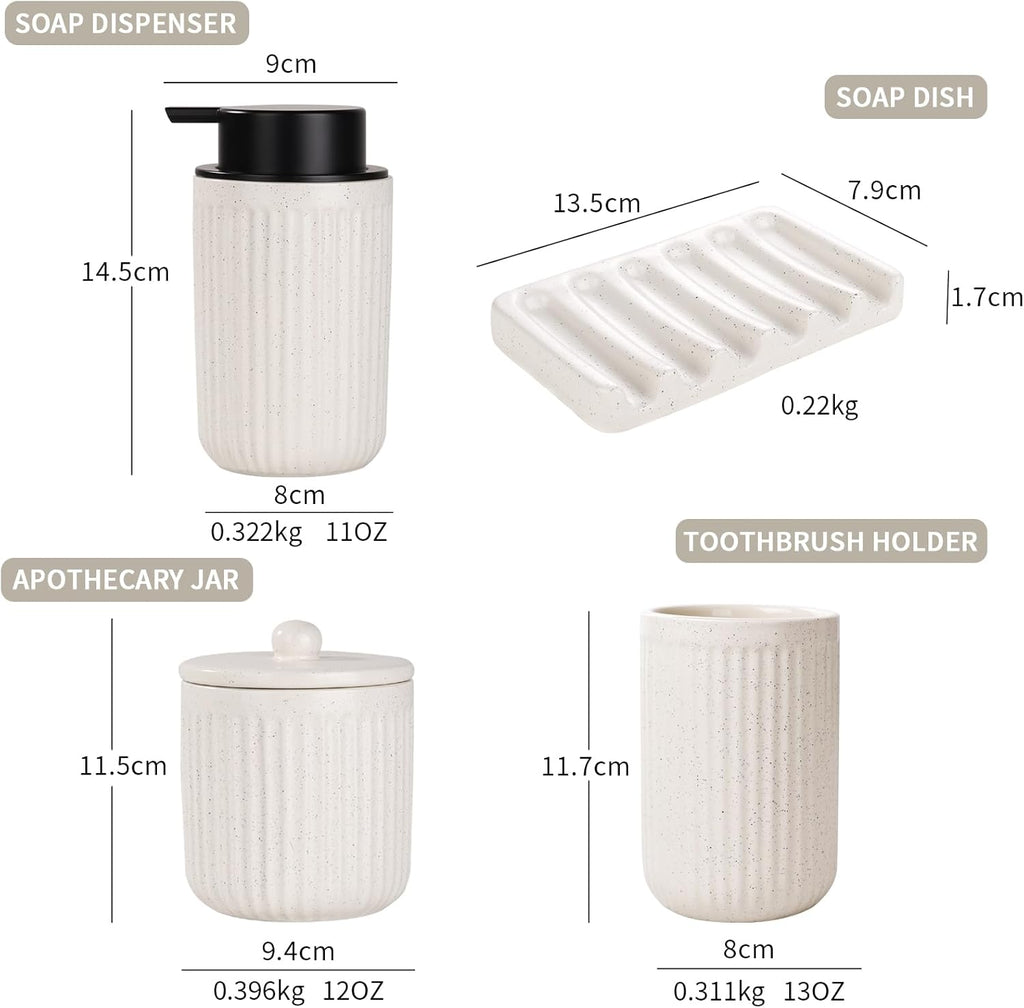 BosilunLife Pockmark Foaming Bathroom Set 4-Piece Recycled RebornClay™