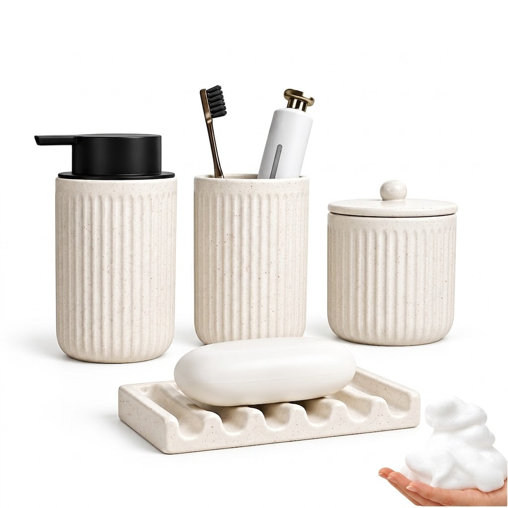 BosilunLife Pockmark Foaming Bathroom Set 4-Piece Recycled RebornClay™