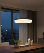 Edge-Lit 16"W 1-Light Round LED Ribbon Chandelier Light Fixture Brushed Nickel Finish